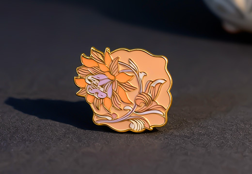 花朵珐琅金属徽章定制