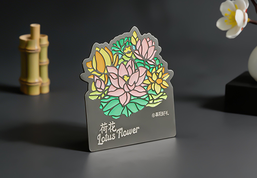 荷花透光金属冰箱贴定制